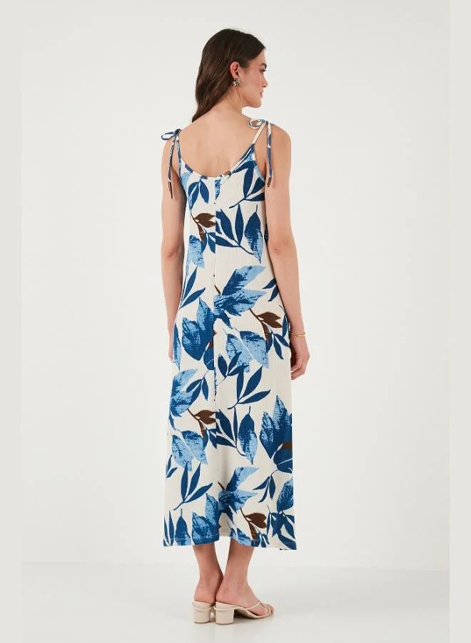 Lela Lela Patterned Oversize Fit Tied Rope Strap Round Neck Midi Length Dress Women's DRESS 5869022