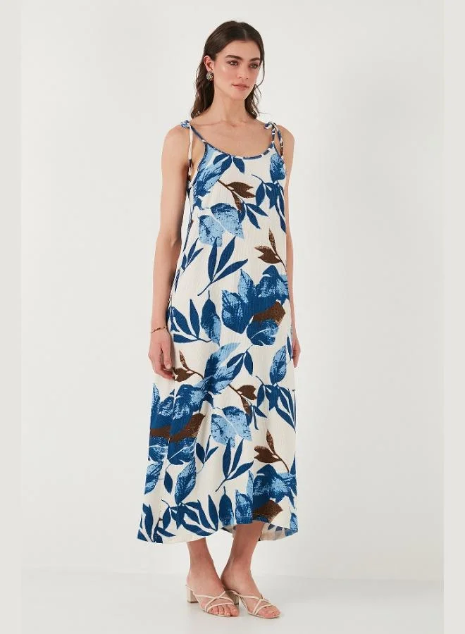 Lela Lela Patterned Oversize Fit Tied Rope Strap Round Neck Midi Length Dress Women's DRESS 5869022