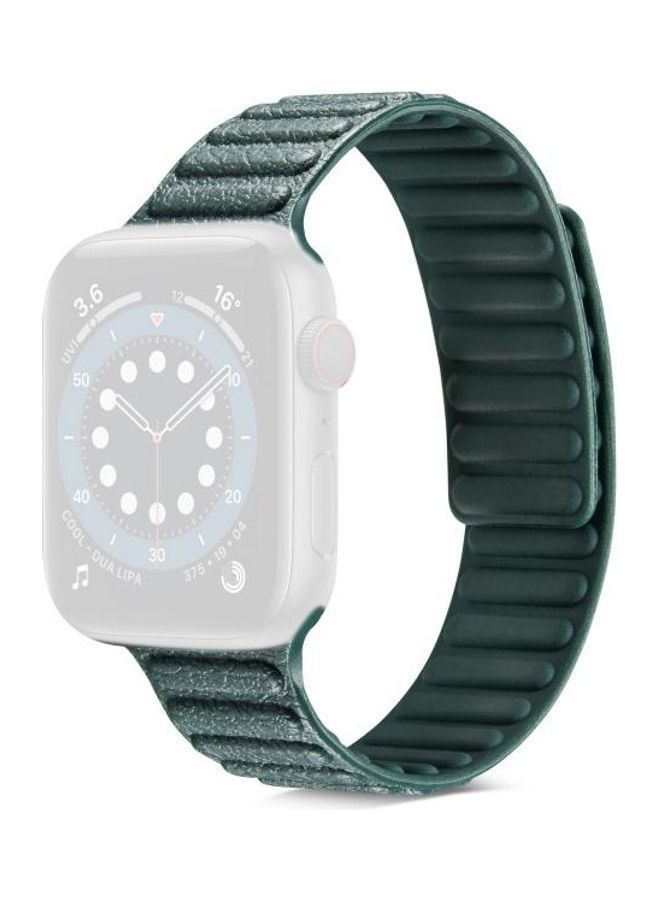NIBEMINENT Texture Silicone Loopback Watchband For Apple Watch Series SE/6/5/4 44mm And 3/2/1 42mm Green - Image 1
