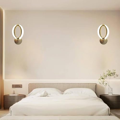 GreyWings Modern Oval Wall Light with 3 Colour LED, Acrylic Crystal Wall Lamp for Living Room, Bedroom, Hallway, Indoor Gold Wall Sconce, Home Décor Lighting, Pack of 1 - Image 2