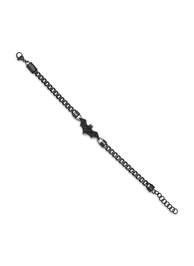 POLICE Batarang BraceletLimited Edition Black Linked Chain with Embedded Black CrystalsMen's Iconic Statement Style