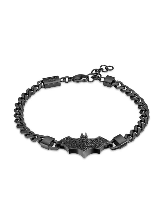 POLICE Batarang BraceletLimited Edition Black Linked Chain with Embedded Black CrystalsMen's Iconic Statement Style
