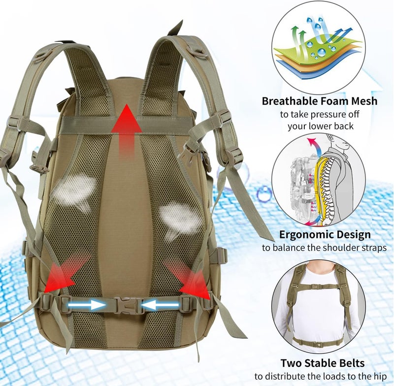 Jueachy Tactical Backpack for Men Hunting Backpack EDC Rucksack Military Hiking Camping Daypack with USA Flag Patch - Image 2
