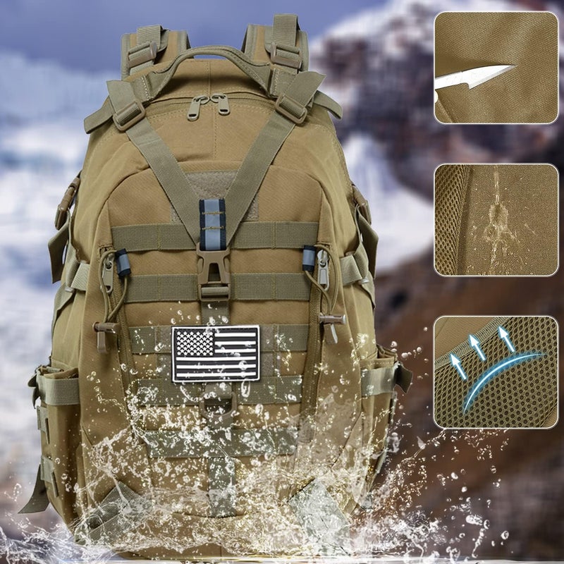 Jueachy Tactical Backpack for Men Hunting Backpack EDC Rucksack Military Hiking Camping Daypack with USA Flag Patch - Image 3