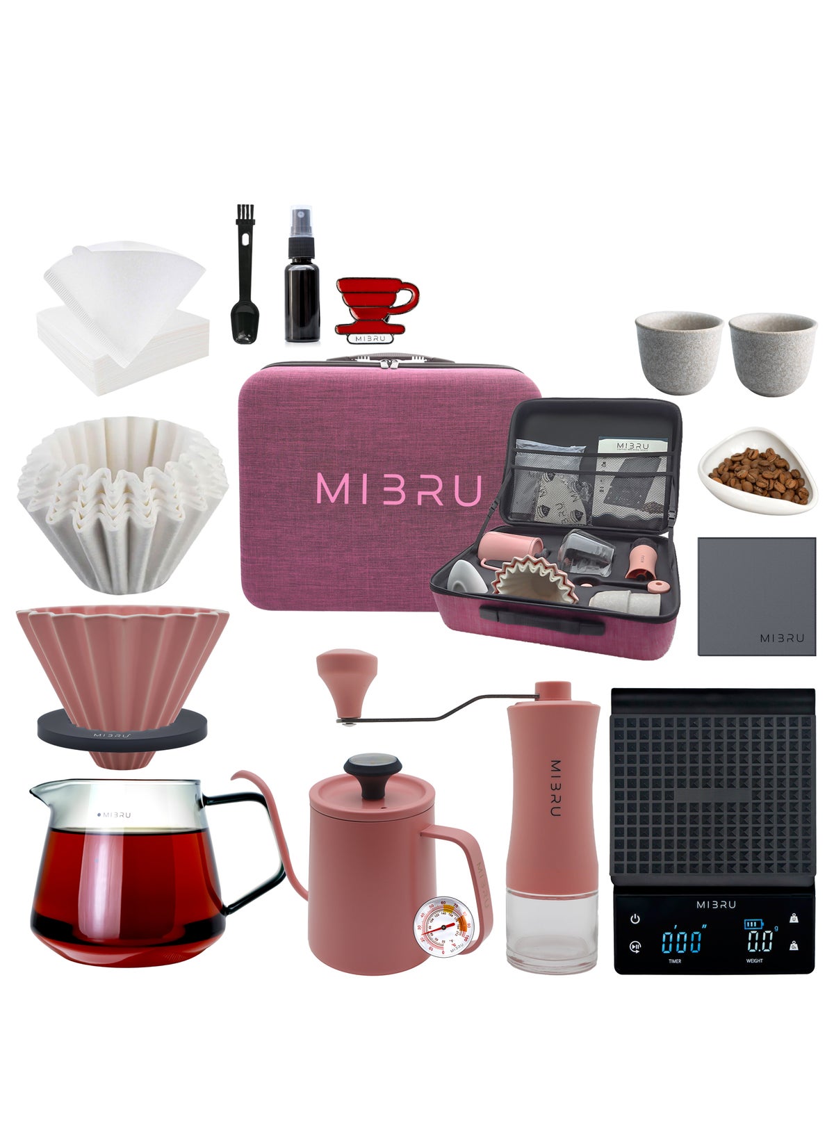 MIBRU V60 Pour Over Premium Drip Coffee Maker Kit,14-piece Drip