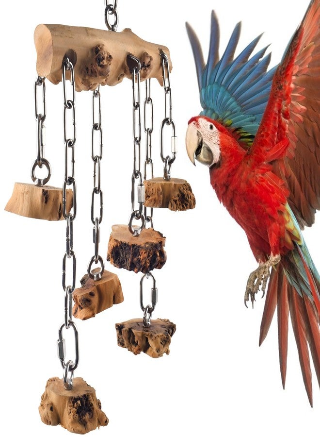 DBNESS Bird Toys for Parrots, Durable Wooden Large Parrot Toy with Stainless Steel, Hanging Natural Chew Hardwood Blocks for Macaws, African Greys, Amazon Parrots, Cockatoos and Small Medium Parakeets - Image 1