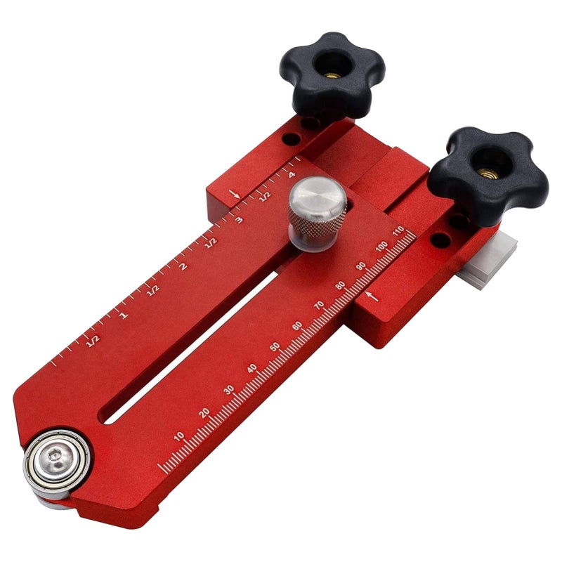 Extended Thin Ripping Jig Aluminum Alloy Metric Inch Woodworking Guide Jig for Table Saw Router Band Saw Miter T Tracks Red - Image 2