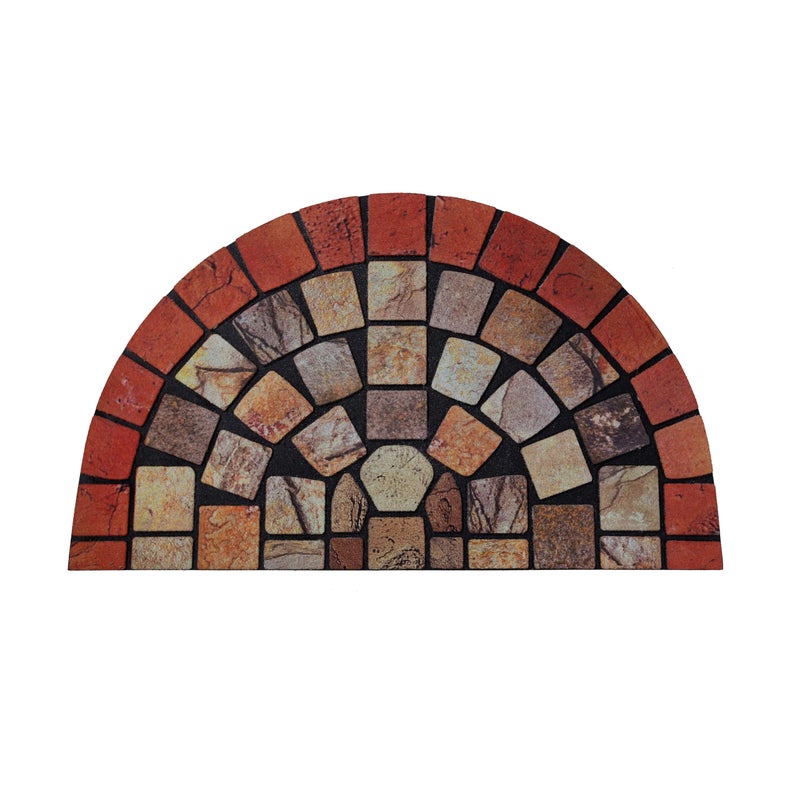 Nicoman Tile Heavy Duty Boot Scraper Doormat NonSlip AntiFatigue EcoFriendly Rubber IndoorOutdoor Door Mat Halfmoon 75x44cm Red Border