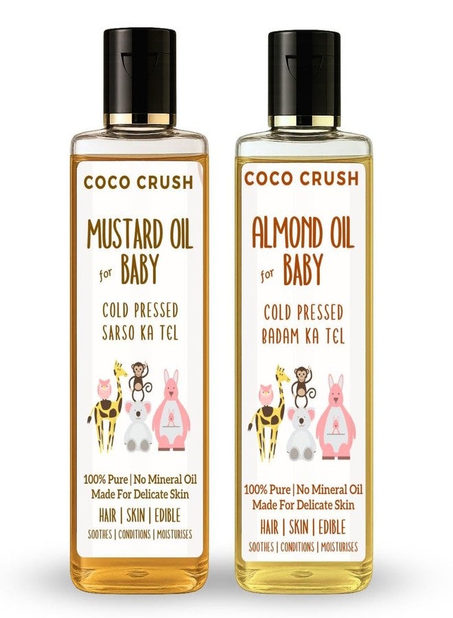 Coco Crush Natural Cold Pressed Almond & Mustard Oil Combo for Babies | Pure, Safe & Chemical-Free | Nourishing Hair & Body Massage Oil (400ml (2x200ml)) - Image 1