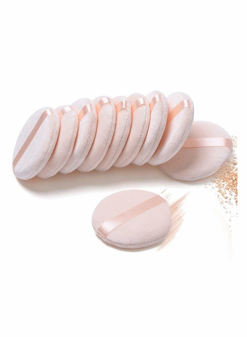 Excefore 10 Pieces Cosmetic Powder Puff Soft Face Powder Puff Soft Sponge Round Foundation Makeup Tool - Image 1