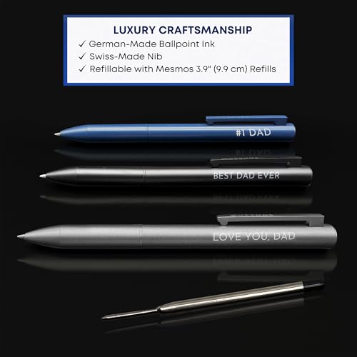 MESMOS 3Pk Luxury Fancy Pen Set, Birthday Gifts for Dad, Unique Gifts from Daughter Son Wife, Presents for Dad Birthday, Cool Black Best Ever Gift, Metal Ballpoint Pens - Image 2