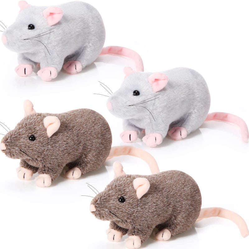 Kasyat 4 Pcs Fake Rat Stuffed Animals 7 Inch Fake Mouse Plush Toys Soft Cuddly Stuffed Mouse Realistic Rat Plushies for Birthday Prank Props April Fools TricksBrown Grey - Image 3