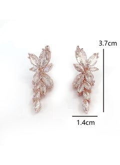 Fashionable Stone Women Flower Zircon Earrings Geometric Design Leaf Shape Spring Season Round Triangle Oval Polka Dot Ring Rose Gold White Diamond