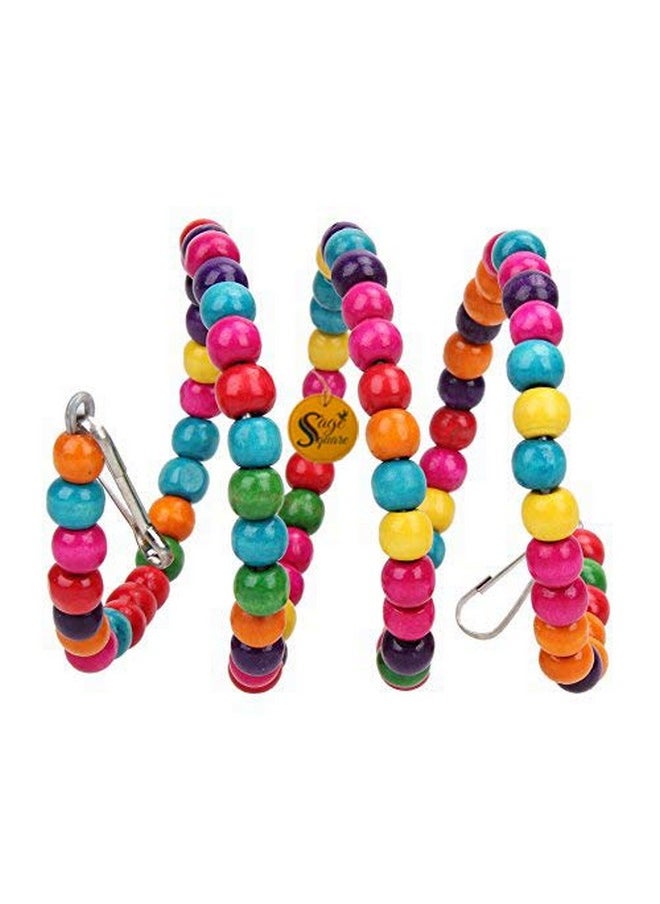 Sage Square Sage Square Jumbo Size Playful Natural Wood Bead Swing Flexible Ladder Toy for Cockatiel, Lovebird, Budgerigar, Sun Conure, Finch, African Grey, Canary, Cockatoo, Macaw, Budgies Birds (150cm)  - Image 3