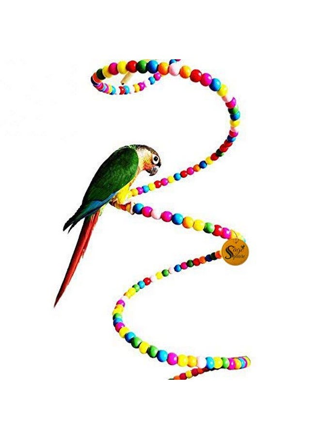 Sage Square Sage Square Jumbo Size Playful Natural Wood Bead Swing Flexible Ladder Toy for Cockatiel, Lovebird, Budgerigar, Sun Conure, Finch, African Grey, Canary, Cockatoo, Macaw, Budgies Birds (150cm)  - Image 1