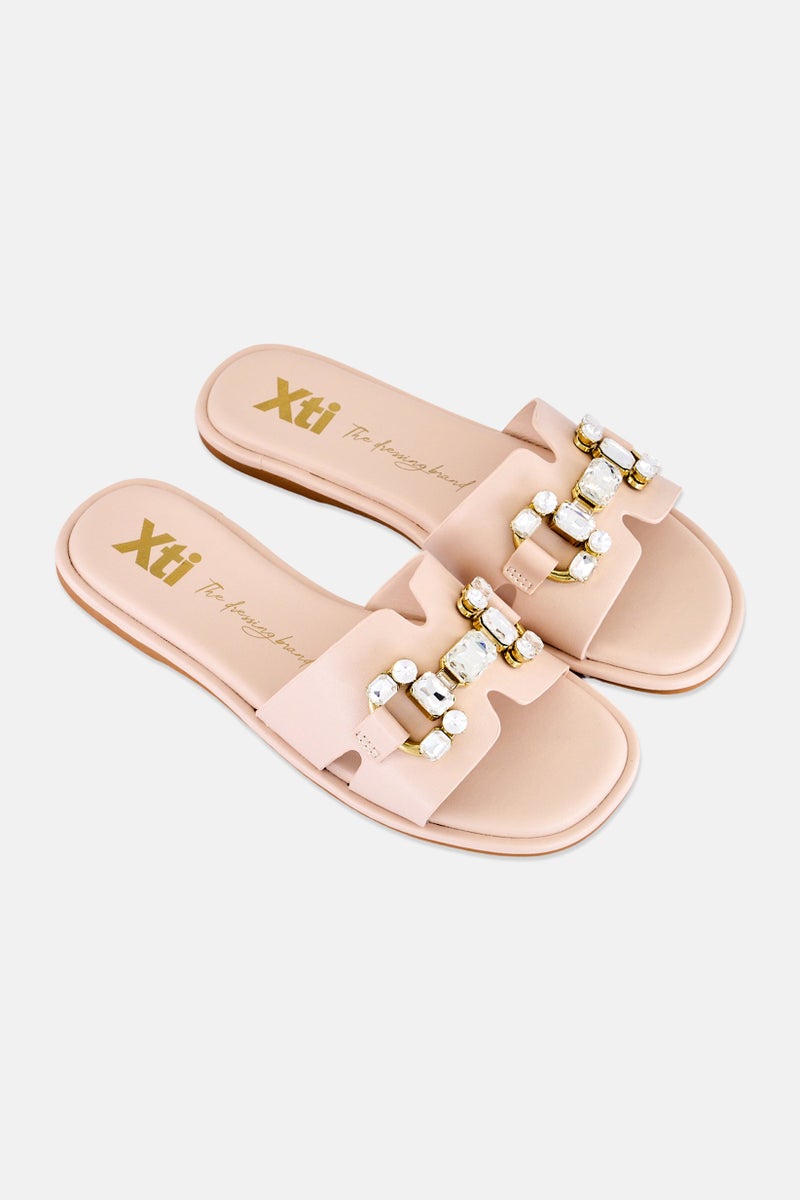Xti Women Brand logo Slip On Flats, Beige - Image 2