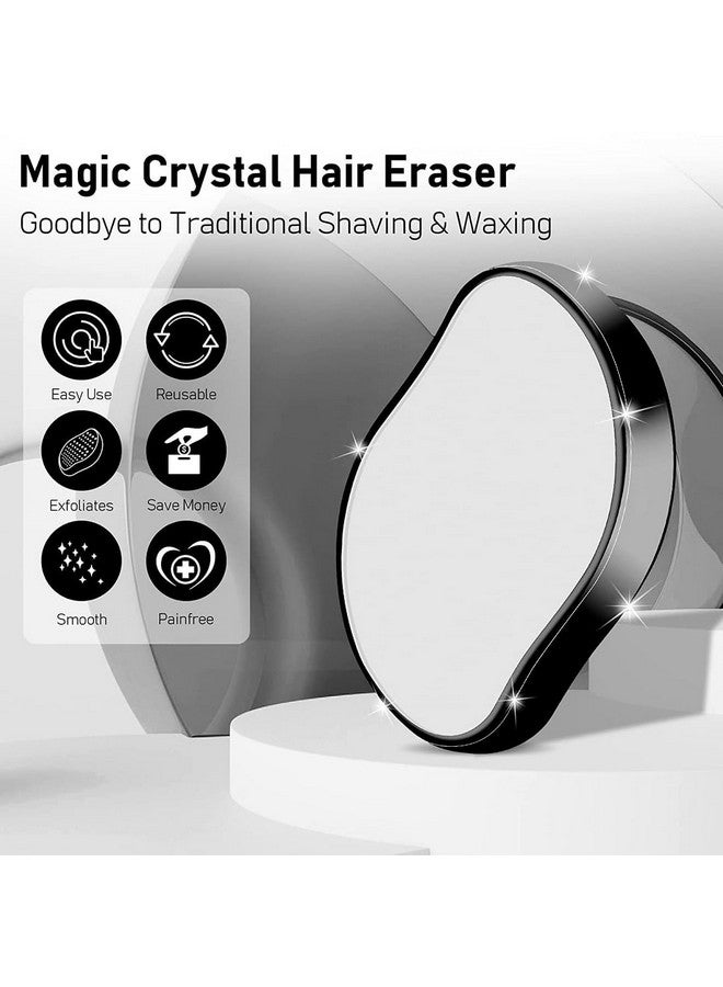 BLAGO 2 Pcs Crystal Hair Eraser for Women and Men Reusable Crystal Hair Remover Portable Magic Painless Exfoliation Hair Removal Tool Washable Magic Hair Eraser(Blue & Black) - Image 2