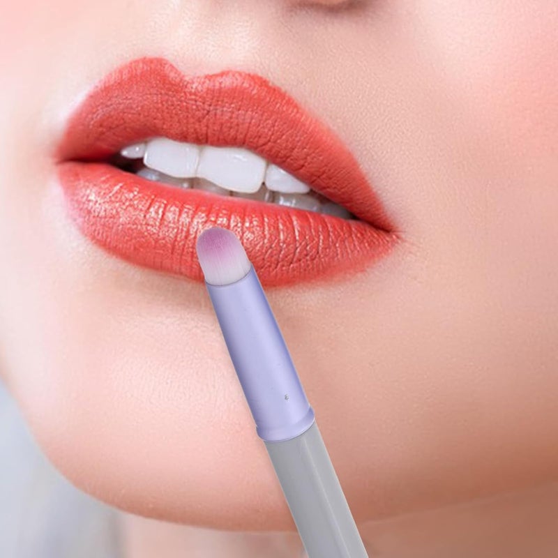 فرشاة شفاه صغيرة مستديرة الرأس مع غطاء، عصا تطبيق أحمر شفاه محمولة للجلوس والكونسيلر، فرشاة مكياج سفر أرجوانية للنساء - Image 4