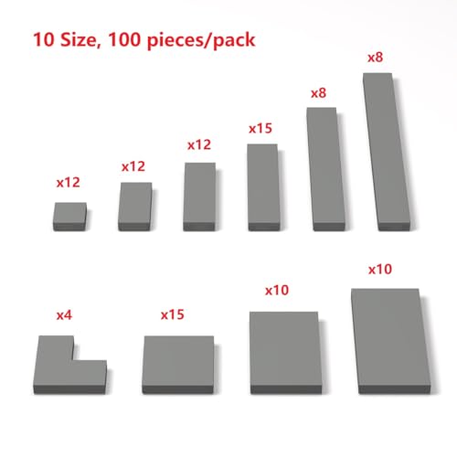YUJHITP 100 Piece Dark Gray Building Tiles Bulk Assortment Pack Tiles Accessories for Building with 10 Size Compatible with Lego Parts and Pieces - Image 5