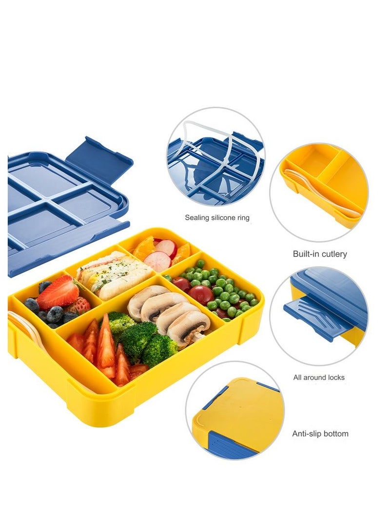QIGAR Bento Lunch Box for Kids Adults, 6 Compartments  Food Container Ideal Portion Sizes Leak-Proof Bento box for Kids ,With cutlery sauce box,microwave heating Safe, Food-Safe Materials 1330ml - Image 3