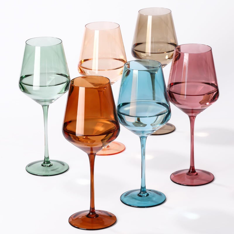 SIPBYSOP Colored Wine Glasses Set of 6 Handblown Colored Wine GlasseColoful Glassware17OZ for Red or White WineWedding Gift Anniversary Christmas Birthday Wine GlassMothers Day GiftsGifts for My Wife - Image 2
