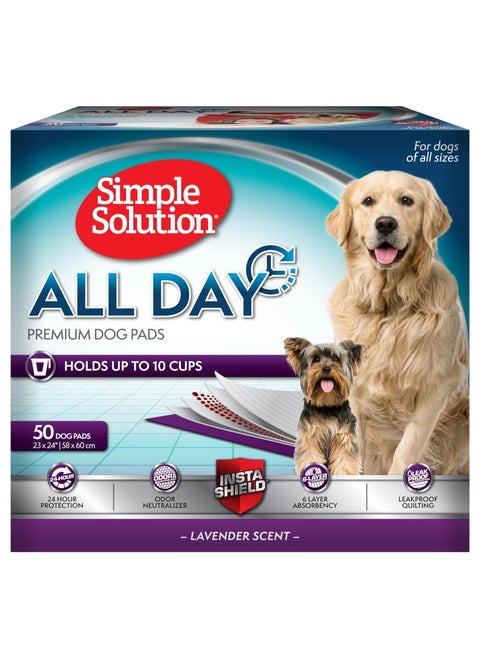 Simple Solution 6-Layer All Day Premium Dog Pads, 23 x 24, Lavender Scent, 50 pads