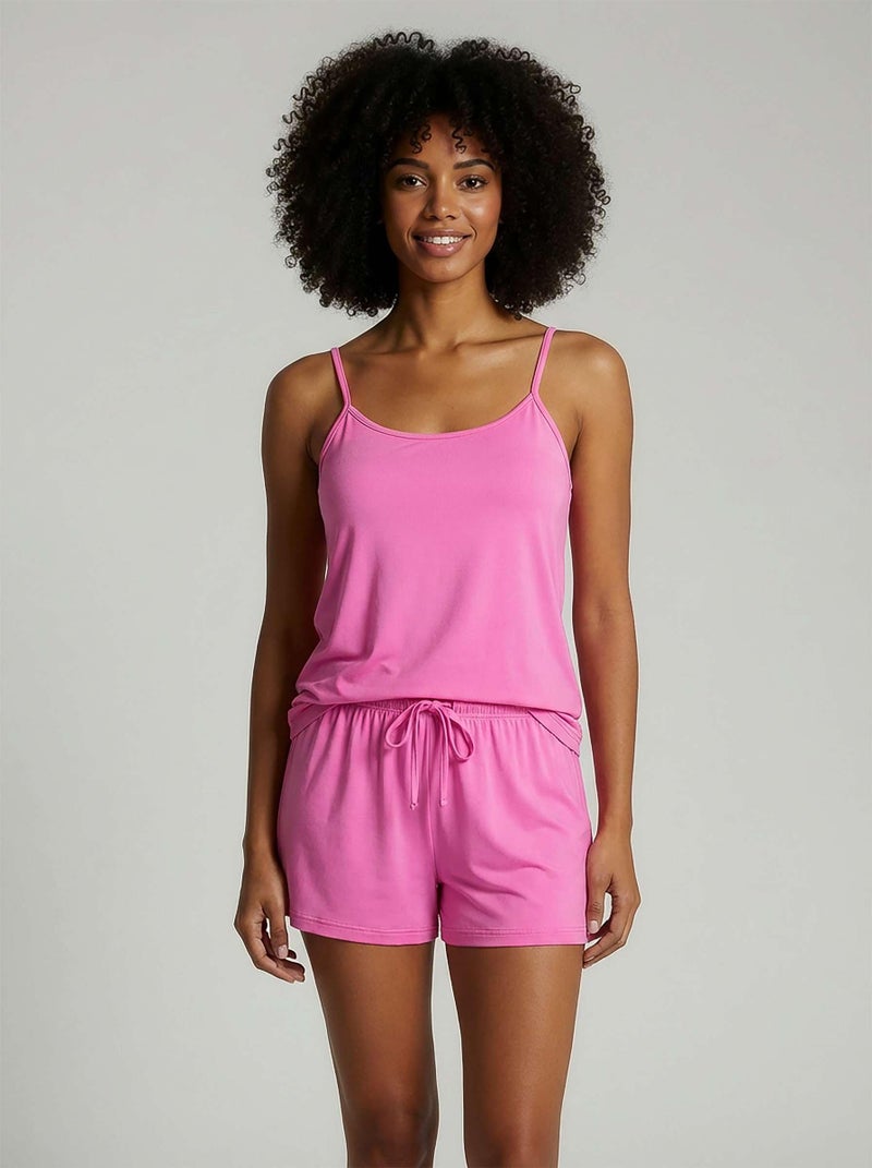 REALESSENTIALS Real Essentials 3 Pack: Women's Super Soft Pajamas - Cute and Comfortable Cami PJ Lounge Short and Top Set,Set 3, Medium - Image 2