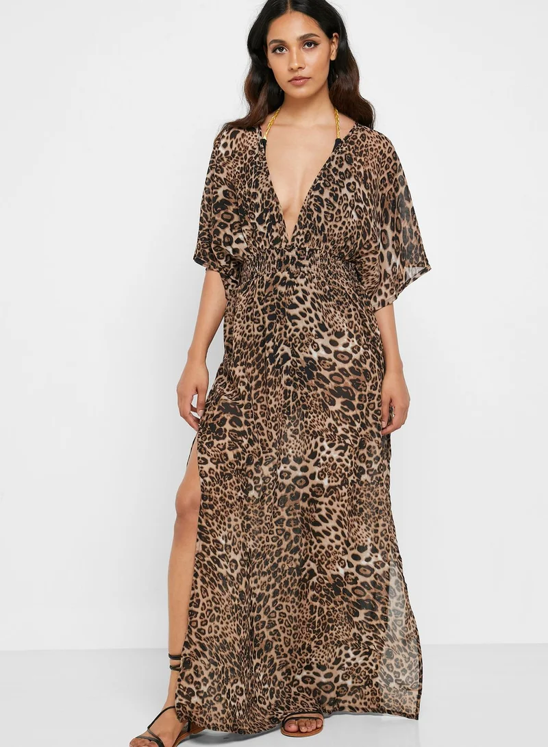 NEW LOOK Angel Sleeve Side Split Plunge Dress