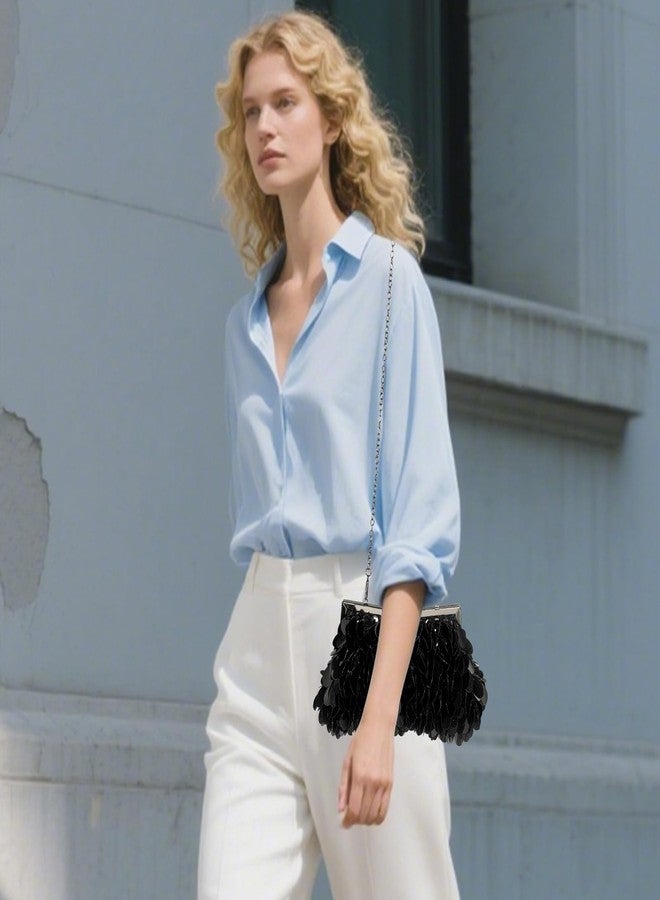 كولودوغو حقيبة يد كولودوغو اللامعة للسهرات النسائية، حقيبة أنيقة مزينة بالترتر للحفلات، مناسبة لحفلات الزفاف، وحفلات التخرج، وسهرات الكوكتيل. - Image 3