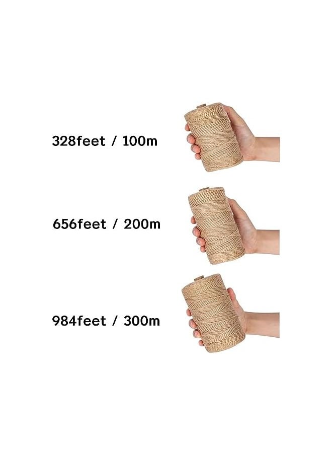 The Bros 100M Natural Jute Twine, Jute String Rope 3 ply 2mm Thickness, Garden Twine String for Weddings, Floristry, Gifts, DIY Arts&Crafts, Decoration, Bundling (Brown)  - Image 3