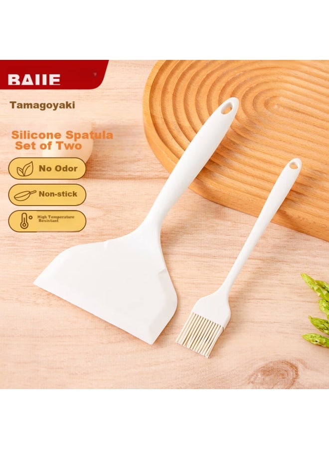 Bai Jie Baijie Silicone Spatula, Non-stick Pan Specialized Spatula, Flat Bottom Pan, Frying Pan, Tamagoyaki Spatula, Pancake Tool, Two-piece Set  - Image 1