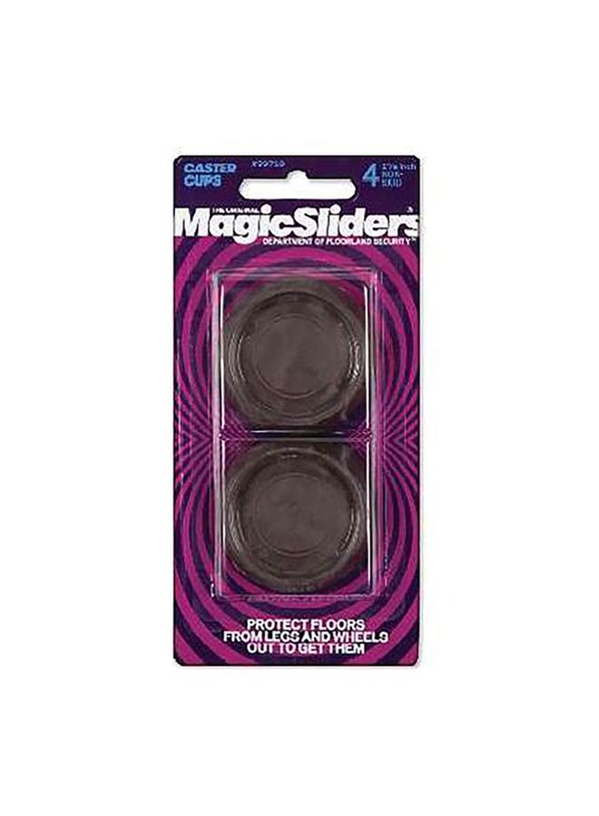 Magic Sliders 4-Piece Carpet Based Round Caster Cups Brown 1-5/8inch 30715