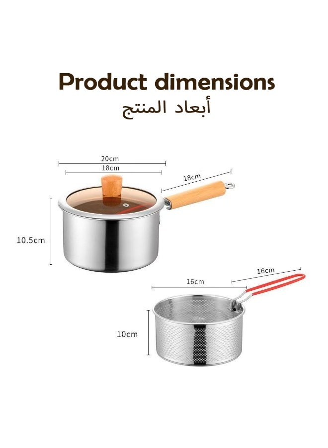 Small stainless steel deep fryer with frying basket, 2.5L small capacity deep fryer with lid, soup pot, stove top cooking pot, deep fryer with basket for cooking chicken wings and seafood - Image 2