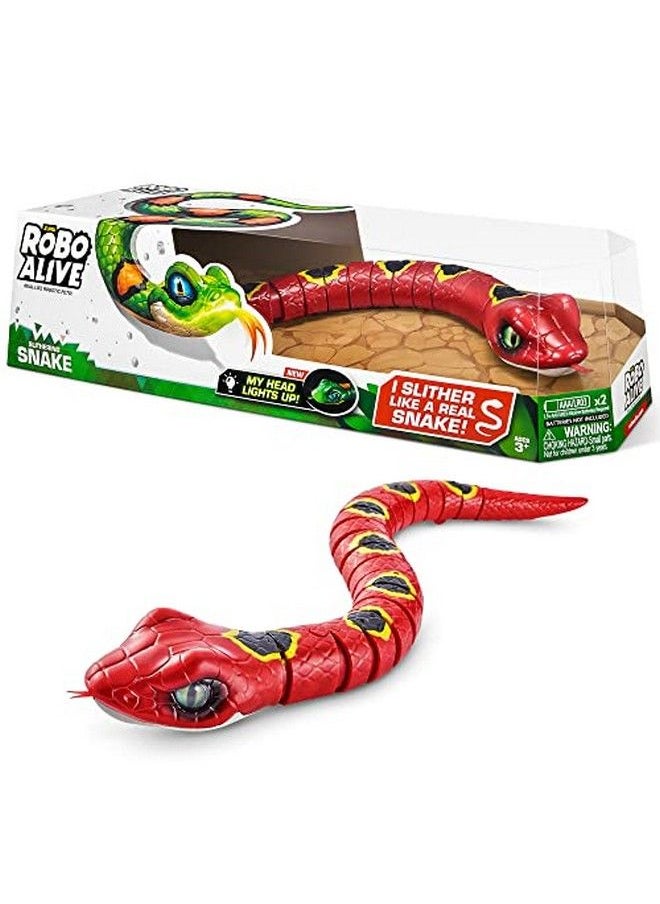 ROBO ALIVE - Slithering Snake Series 3 Red By Zuru Batterypowered Robotic Light Up Reptile Toy That Moves (Red), Multicolor, 7150A - Image 1