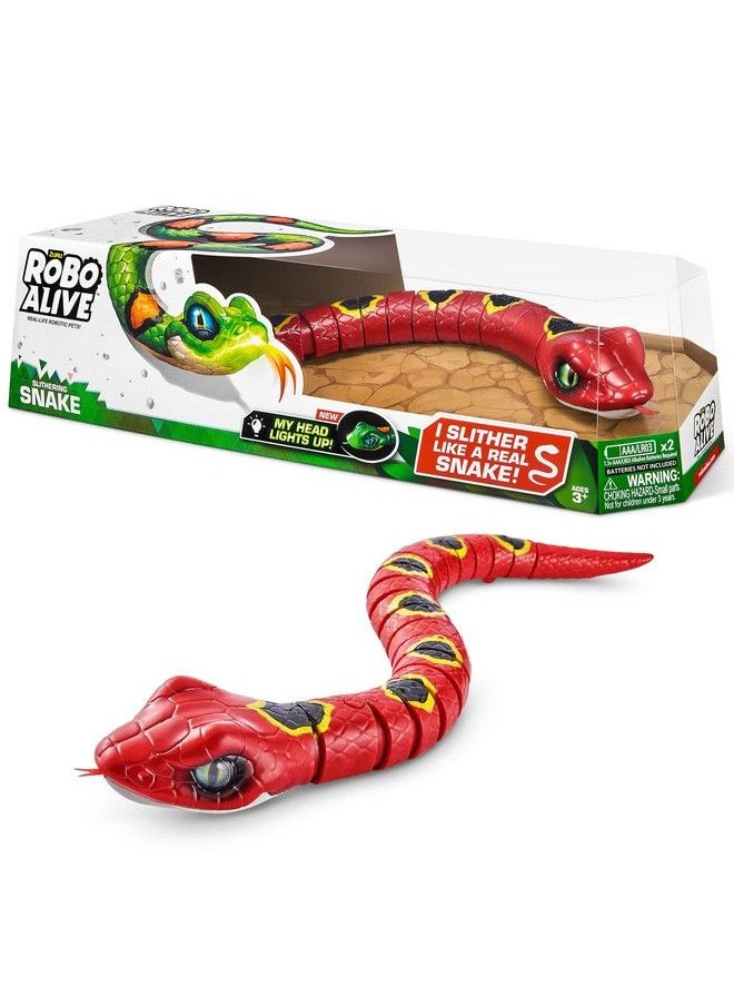 ROBO ALIVE - Slithering Snake Series 3 Red By Zuru Batterypowered Robotic Light Up Reptile Toy That Moves (Red), Multicolor, 7150A - Image 1