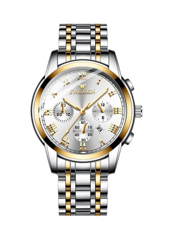 FNGEEN Roman Numeral Stainless Steel Luminous Quartz Couple Watch For Men & Women  4006  - Image 2