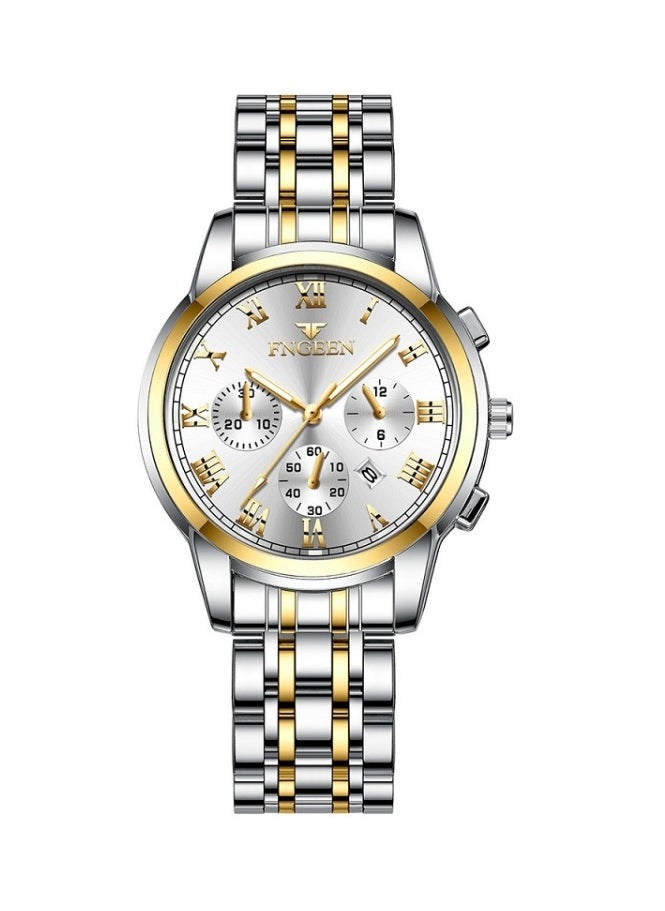 FNGEEN Roman Numeral Stainless Steel Luminous Quartz Couple Watch For Men & Women  4006  - Image 3