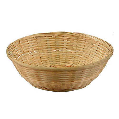YNK Bamboo Fruit And Vegetable Basket Beige Golden 11Inch Oval - Image 1