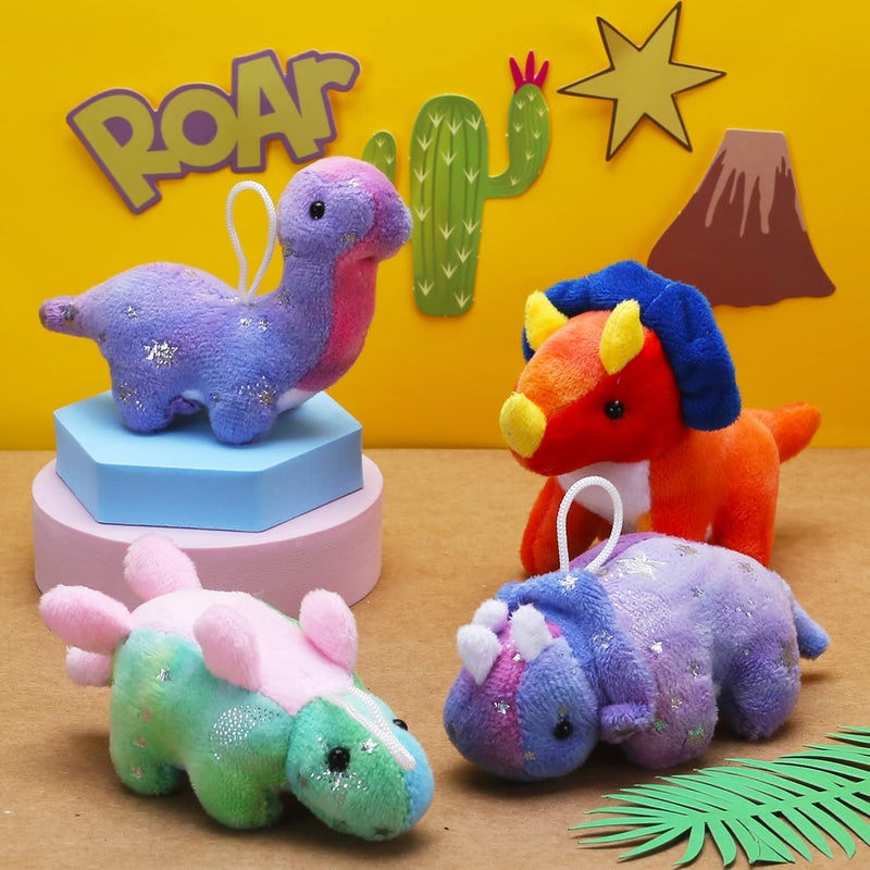 Uzoxlsn Dinosaur Plush Stuffed Set(16 Pack), Mini Dinosaurs Animal Keychain Toy(4.5"), Soft Dino Playset for Toddler Kid Party Favors, Plushies Kit for Stocking Stuffers Doll Machine Treasure Carnival Prizes - Image 2