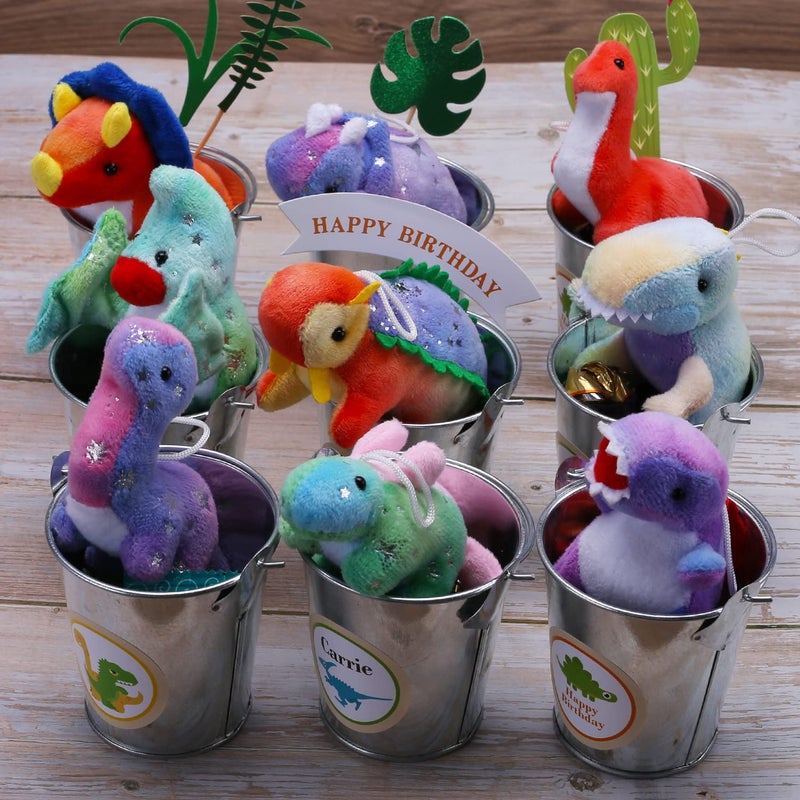 Uzoxlsn Dinosaur Plush Stuffed Set(16 Pack), Mini Dinosaurs Animal Keychain Toy(4.5"), Soft Dino Playset for Toddler Kid Party Favors, Plushies Kit for Stocking Stuffers Doll Machine Treasure Carnival Prizes - Image 3
