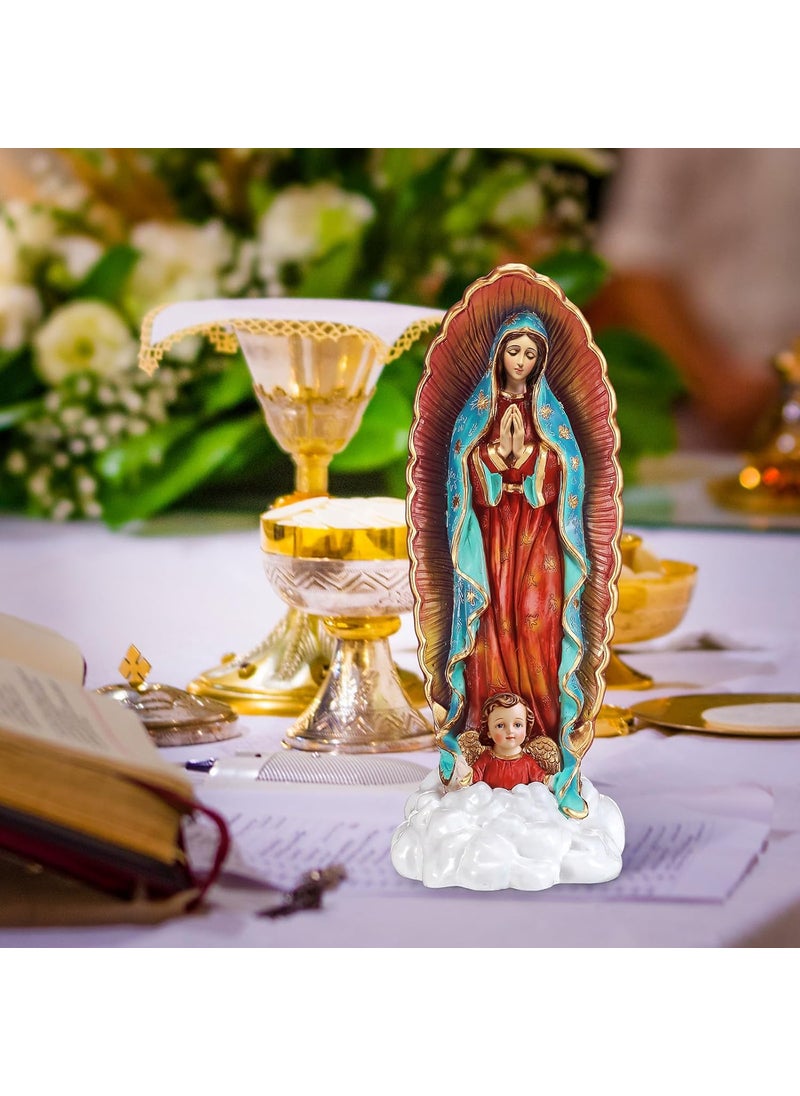 Marsui Marsui 12 Inches Virgen De Guadalupe Statues Our Lady of Guadalupe Statues Resin Religious Christian Catholic Gift The Pilgrim Sculptures Figurine Decor for Mothers Day Home Chapel Statues  - Image 5