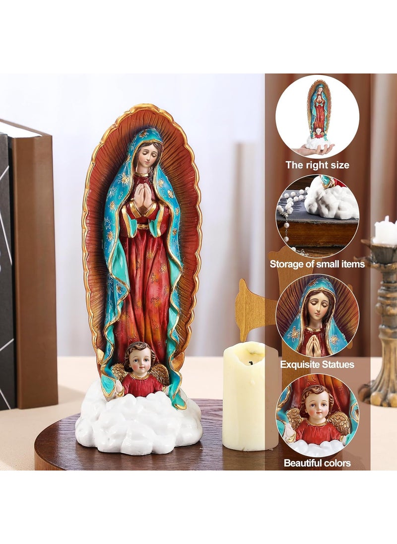 Marsui Marsui 12 Inches Virgen De Guadalupe Statues Our Lady of Guadalupe Statues Resin Religious Christian Catholic Gift The Pilgrim Sculptures Figurine Decor for Mothers Day Home Chapel Statues  - Image 3