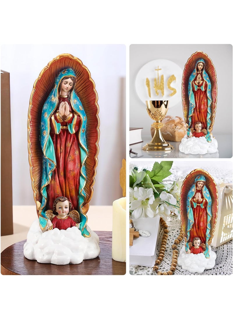Marsui Marsui 12 Inches Virgen De Guadalupe Statues Our Lady of Guadalupe Statues Resin Religious Christian Catholic Gift The Pilgrim Sculptures Figurine Decor for Mothers Day Home Chapel Statues  - Image 4