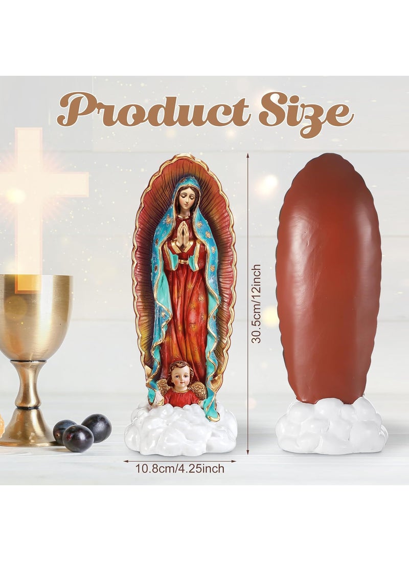 Marsui Marsui 12 Inches Virgen De Guadalupe Statues Our Lady of Guadalupe Statues Resin Religious Christian Catholic Gift The Pilgrim Sculptures Figurine Decor for Mothers Day Home Chapel Statues  - Image 2