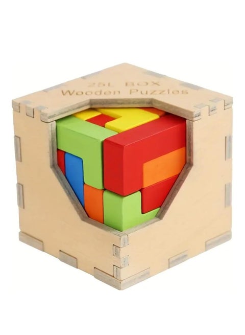 Baybee 25 Pcs Wooden Puzzle Building Blocks for Kids, Jigsaw Intelligence Colorful Stacking Sorting Toys, Early Learning Educational Development Toys For Toddlers Boys Girls Age 1 + Years Old