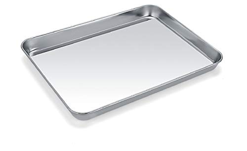 Zacfton Baking Sheet, Stainless Steel Cookie Sheet Baking Pan Tray for Toaster Oven Size 9 x 7 x 1 Inch, Non Toxic & Healthy, Mirror Finish & Easy Clean, Dishwasher Safe - Image 1