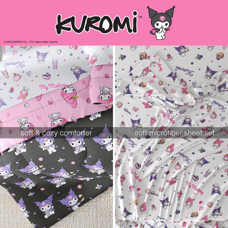 Franco Sanrio Kuromi & My Melody Bedding 7 Piece Super Soft Cozy Reversible Comforter and Sheet Set with Sham, Full, (Officially Licensed Product) by Franco - Image 4