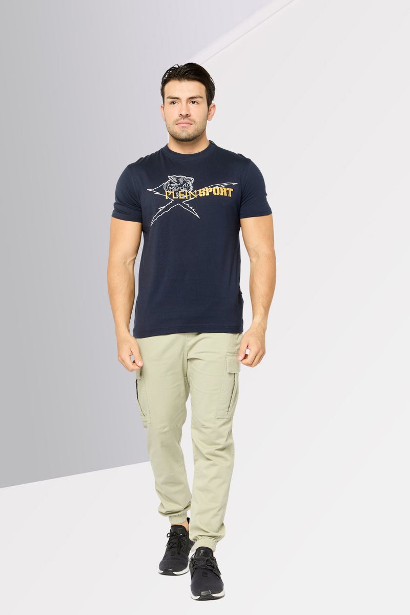 PHILIPP PLEIN Plein Sport Men Sportswear Fit Short Sleeve Outdoor T-Shirt, Navy - Image 2