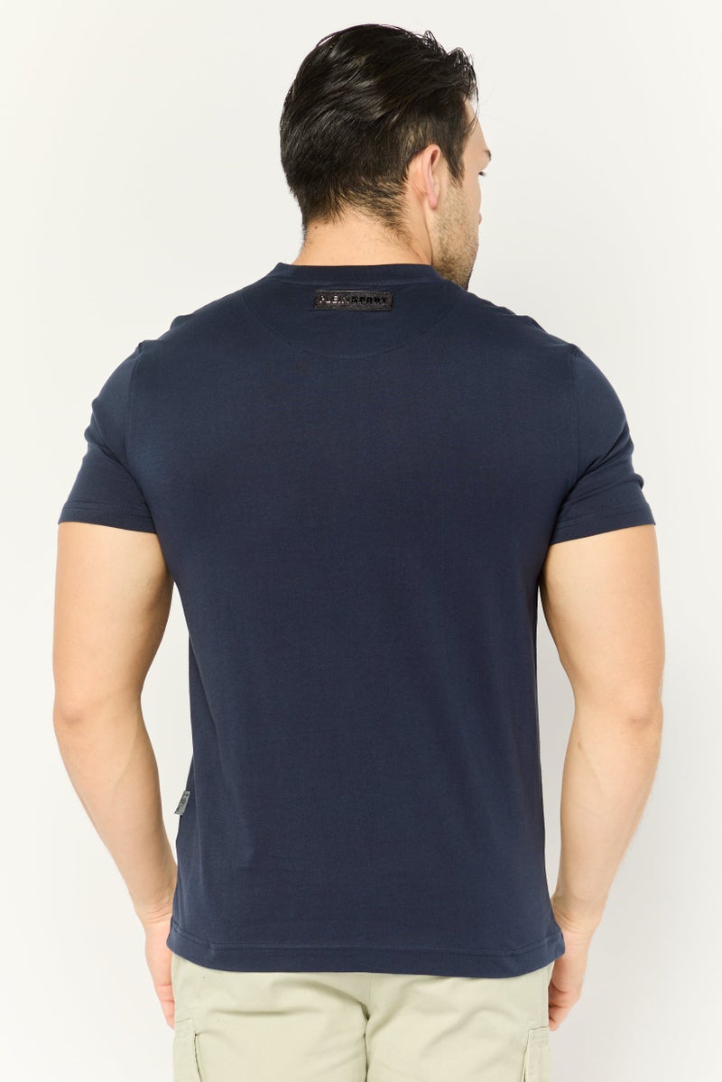 PHILIPP PLEIN Plein Sport Men Sportswear Fit Short Sleeve Outdoor T-Shirt, Navy - Image 4
