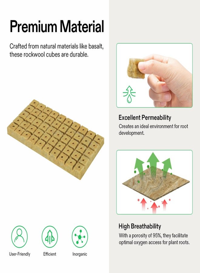 VIVOSUN 1" Rockwool Cubes, Stonewool Grow Cubes Starter Sheets, 1 Sheet of 50 Plugs, Total 4 Sheets of 200 Plugs - Image 3